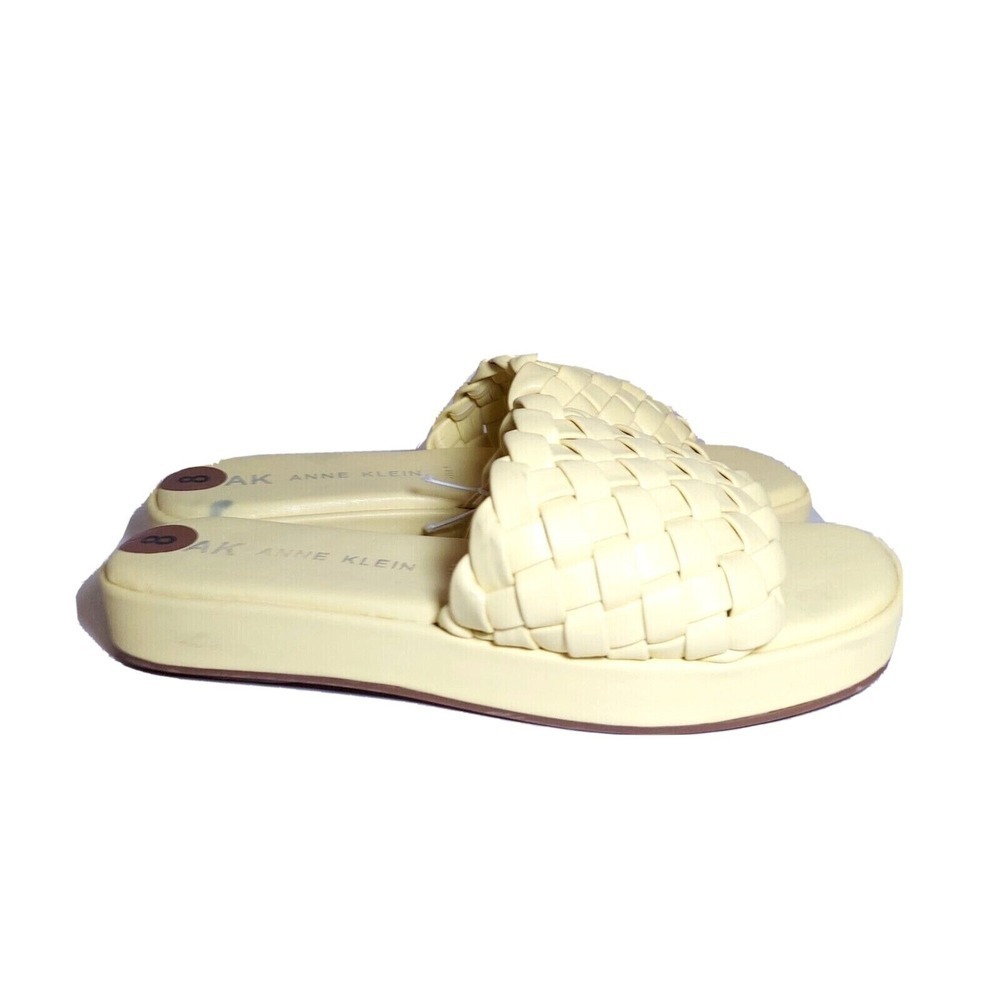 Anne Klein Iflex Slide 8 Sandals Yellow Tomisina Weaved Braided Platform Beach - Picture 2 of 8